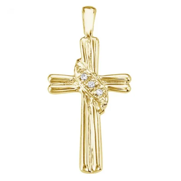 14K Yellow Gold Diamond Fashion Cross Pendant Ambassador Diamond Jewelers Tucson, AZ