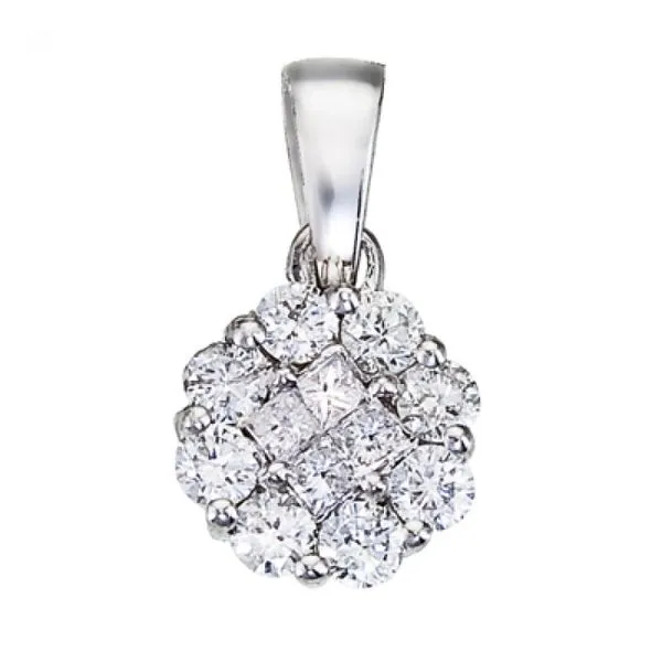 14K White Gold Diamond Clustaire Pendant Castle Couture Fine Jewelry Manalapan, NJ