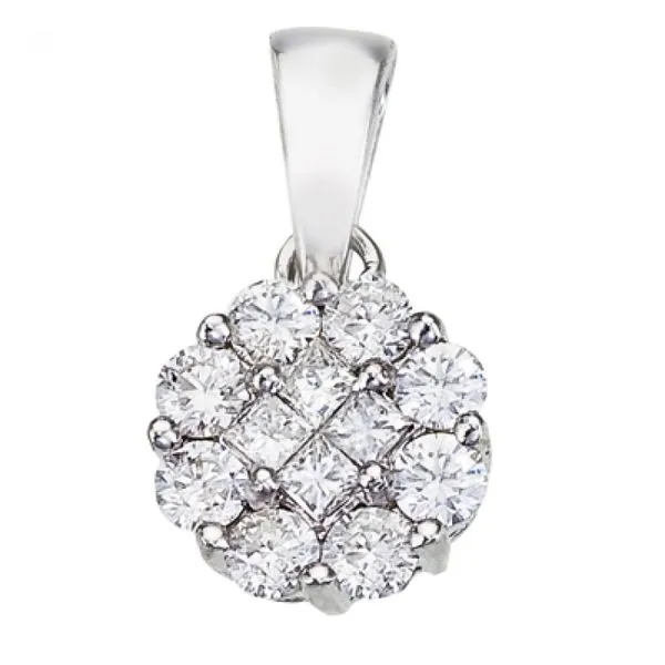 14K White Gold Diamond Clustaire Pendant Ambassador Diamond Jewelers Tucson, AZ