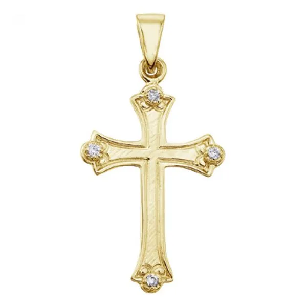 14K Yellow Gold Diamond Cross Pendant Ambassador Diamond Jewelers Tucson, AZ