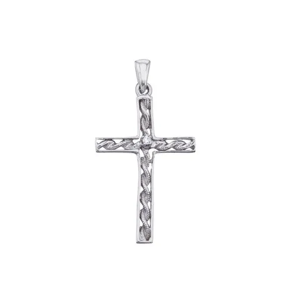 14K White Gold Braided Diamond Cross Pendant Ambassador Diamond Jewelers Tucson, AZ