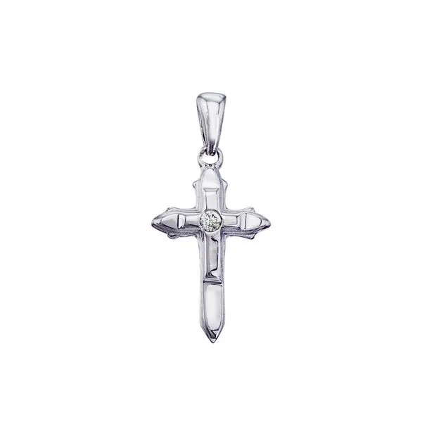 14K White Gold Small Diamond Cross Pendant Ambassador Diamond Jewelers Tucson, AZ