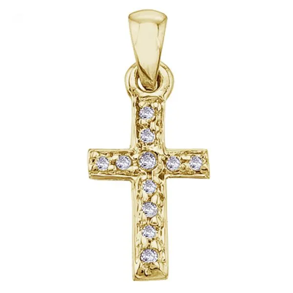 14K Yellow Gold Small Diamond Cross Pendant Ambassador Diamond Jewelers Tucson, AZ