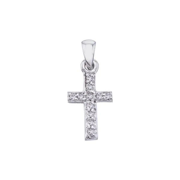14K White Gold Small Diamond Cross Pendant Ambassador Diamond Jewelers Tucson, AZ