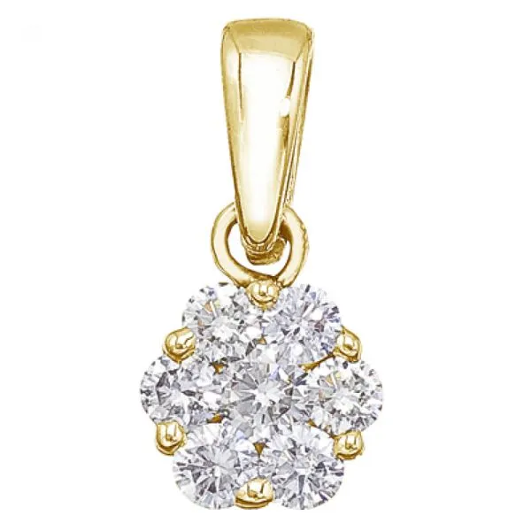 14K Yellow Gold .50 Ct Diamond Cluster Pendant Ambassador Diamond Jewelers Tucson, AZ