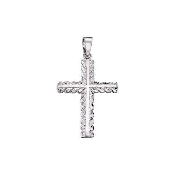 14K White Gold Leaf Cross Pendant Ambassador Diamond Jewelers Tucson, AZ
