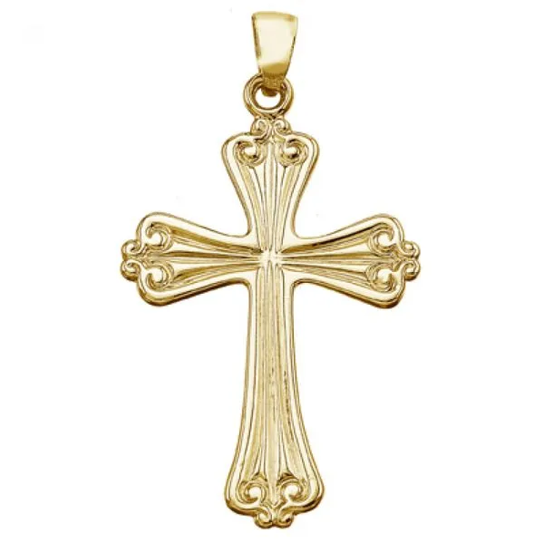14K Yellow Gold Flower Cross Pendant Ambassador Diamond Jewelers Tucson, AZ