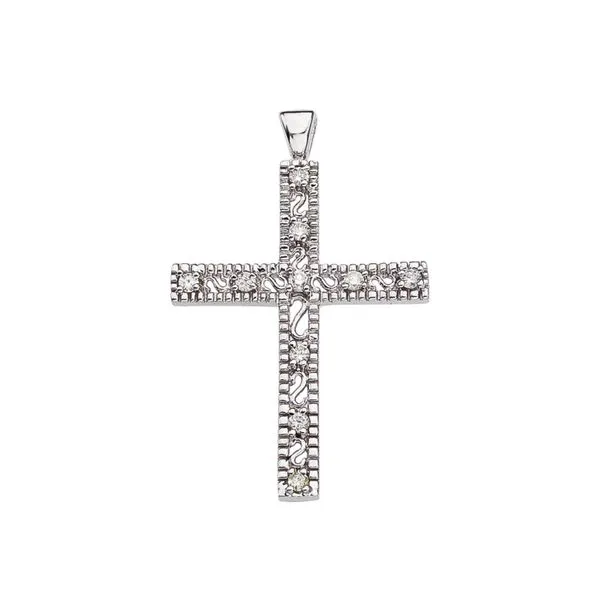 14K White Gold 0.20 Ct Diamond Cross Pendant Ambassador Diamond Jewelers Tucson, AZ