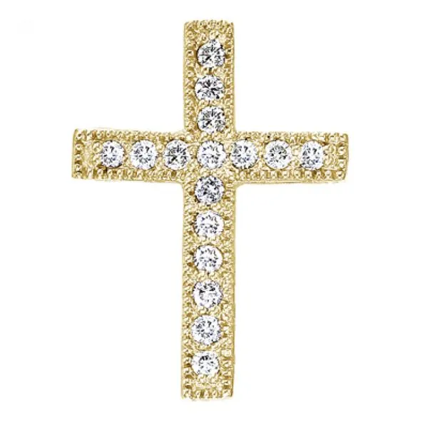 14K Yellow Gold .16 Ct  Scroll Diamond Cross Pendant Ambassador Diamond Jewelers Tucson, AZ