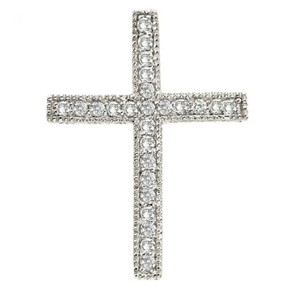 14K White Gold Large Scroll .25 Ct Diamond Cross Pendant Ambassador Diamond Jewelers Tucson, AZ