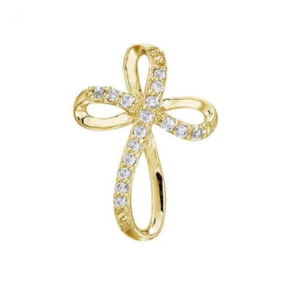 14K Yellow Gold Diamond Swirl Cross Pendant Ambassador Diamond Jewelers Tucson, AZ