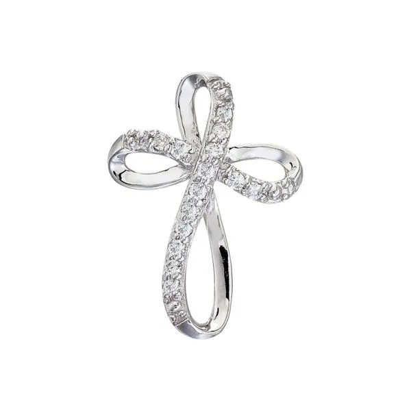 14K White Gold Medium Swirl Diamond Cross Pendant Ambassador Diamond Jewelers Tucson, AZ