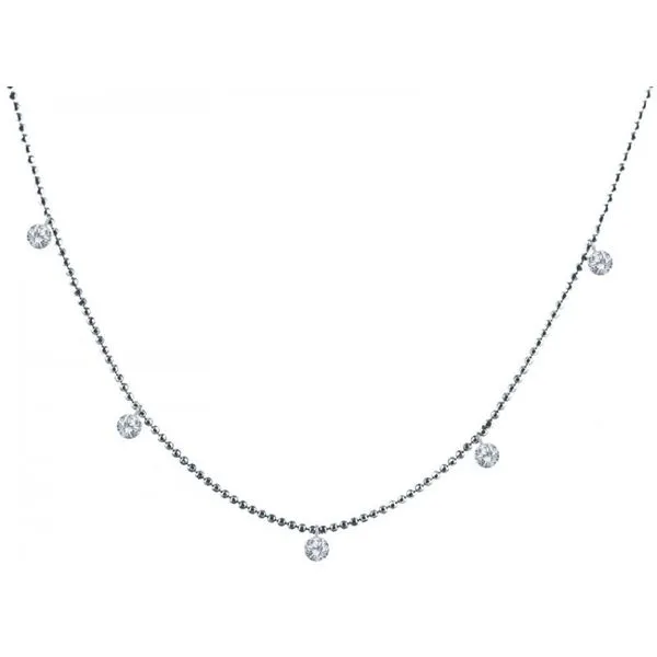 14K White Gold 5 Diamond 1.25 ct Dashing Diamond 18 inch Bead Chain Necklace Ambassador Diamond Jewelers Tucson, AZ