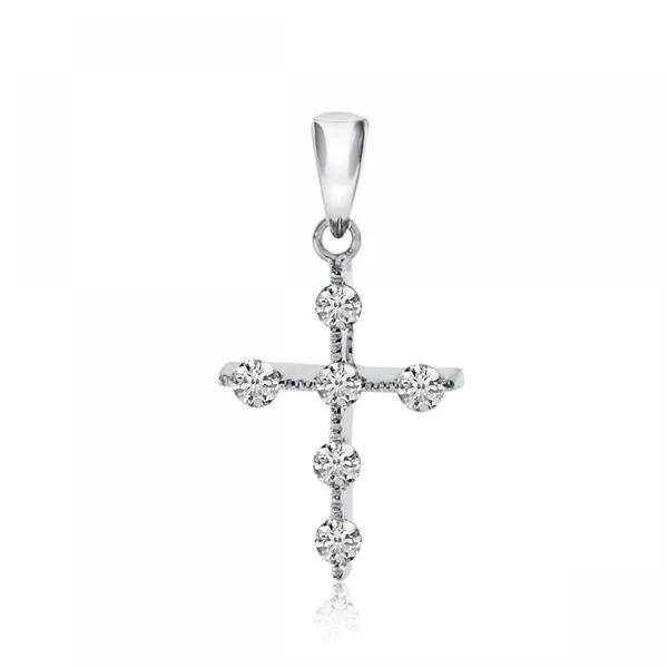 14K White Gold Diamond Cross Pendant Ambassador Diamond Jewelers Tucson, AZ