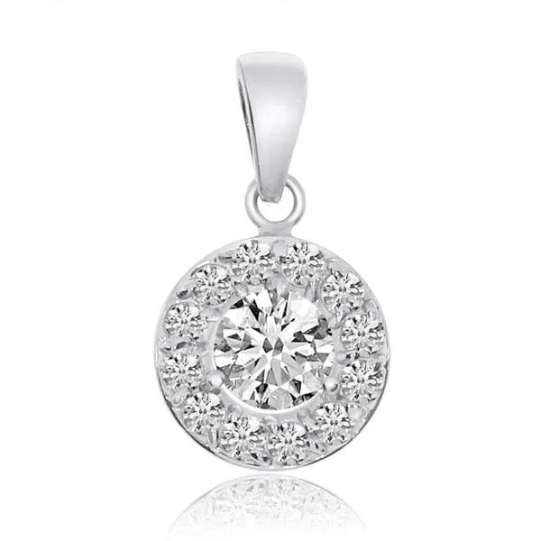 14k White Gold .51 ct Diamond Halo Pendant Davidson Jewelers East Moline, IL