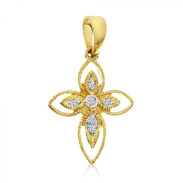 14K Yellow Gold Small Rope Diamond Fashion Cross Ambassador Diamond Jewelers Tucson, AZ