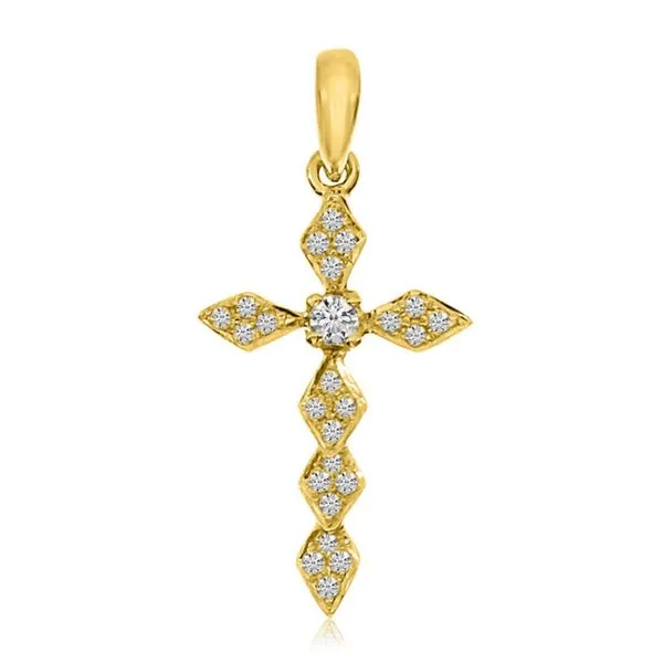 14K Yellow Gold Diamond Cross Fashion Pendant Ambassador Diamond Jewelers Tucson, AZ