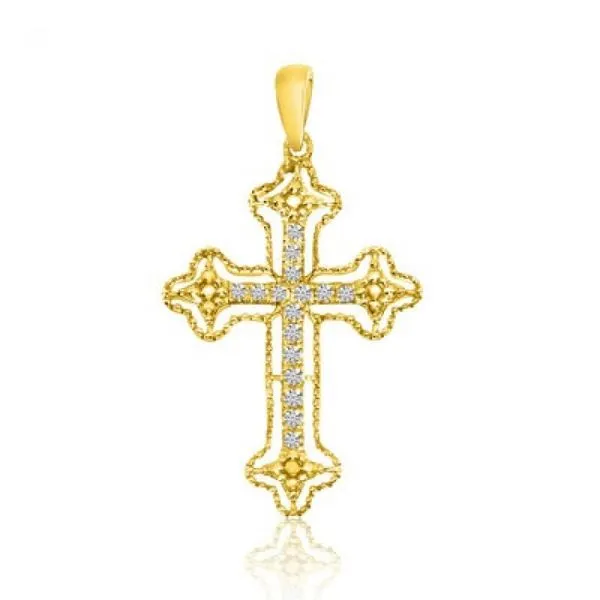 14K Yellow Gold Diamond Cross Fashion Pendant Ambassador Diamond Jewelers Tucson, AZ
