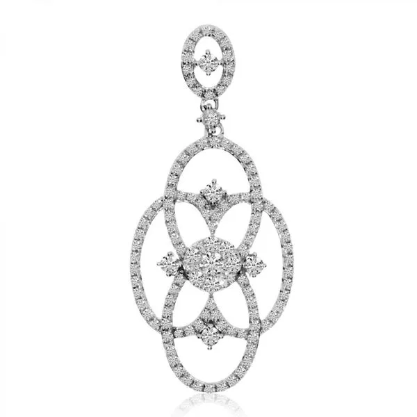 14K White Gold Diamond Clustaire Interwoven Drop fashion Pendant Ambassador Diamond Jewelers Tucson, AZ