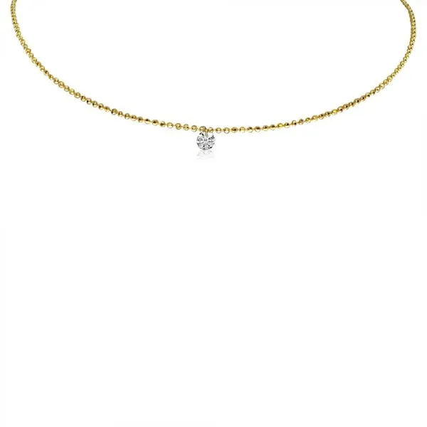 14K Yellow Gold 18 inch Single .15 ct Pierced Diamond Dashing Diamond Necklace Moseley Diamond Showcase Inc Lexington, SC