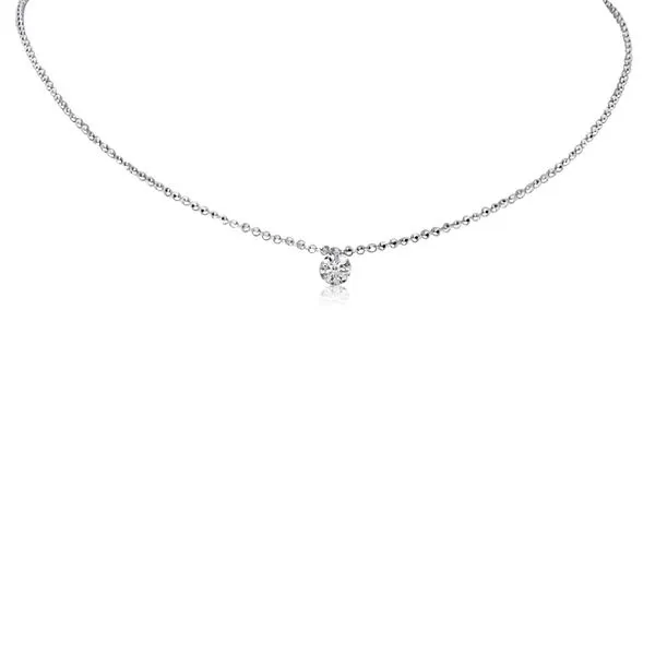 14K White Gold 17 inch Single .15 ct Pierced Diamond Dashing Diamond Necklace Clater Jewelers Louisville, KY