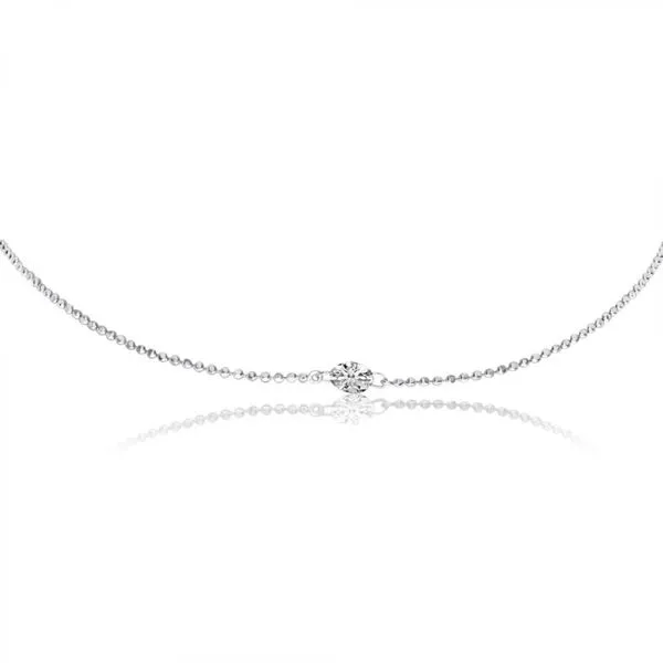 14K White Gold Single .25 Double Pierced Dashing Diamond 18 inch Bead Chain Necklace Ambassador Diamond Jewelers Tucson, AZ