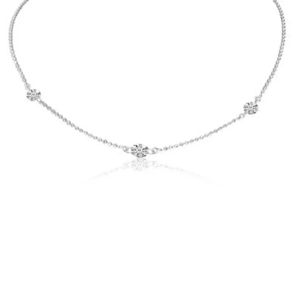 14K White Gold 3 Stone Diamond By the Yard .55 Ct Dashing Diamond 18 inch Neckla J. Meredith Jewelers Delafield, WI