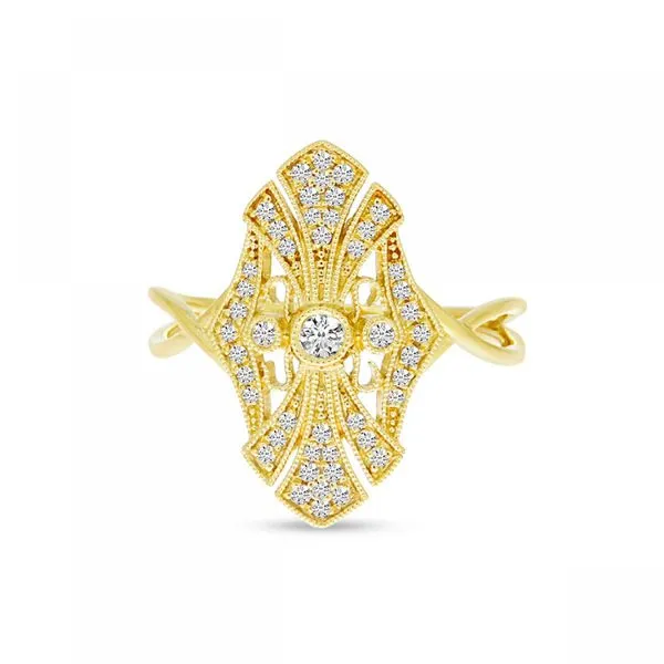 14K Yellow Gold Diamond Art Deco Fashion Ring Ambassador Diamond Jewelers Tucson, AZ