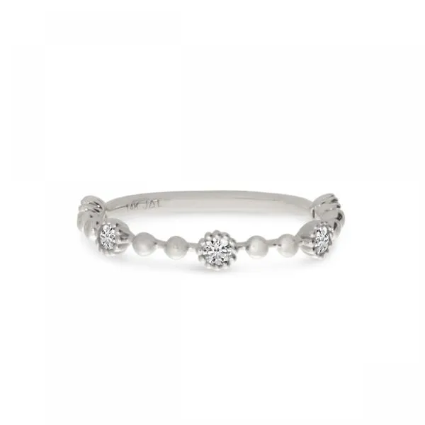 14K White Gold Diamond Beaded Stackable Ring Moseley Diamond Showcase Inc Lexington, SC