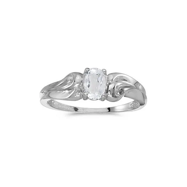 14k White Gold Oval White Topaz Ring Ambassador Diamond Jewelers Tucson, AZ