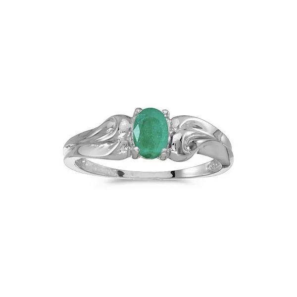 14k White Gold Oval Emerald Ring Ambassador Diamond Jewelers Tucson, AZ