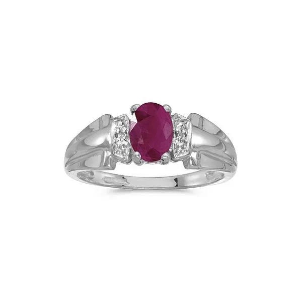 10k White Gold Oval Ruby And Diamond Ring Ambassador Diamond Jewelers Tucson, AZ