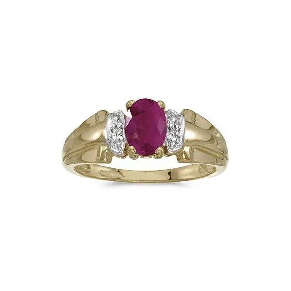 14k Yellow Gold Oval Ruby And Diamond Ring Ambassador Diamond Jewelers Tucson, AZ