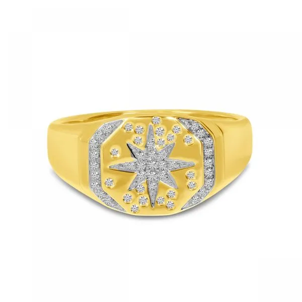 14K Yellow Gold Diamond Starburst Signet Ring Ambassador Diamond Jewelers Tucson, AZ