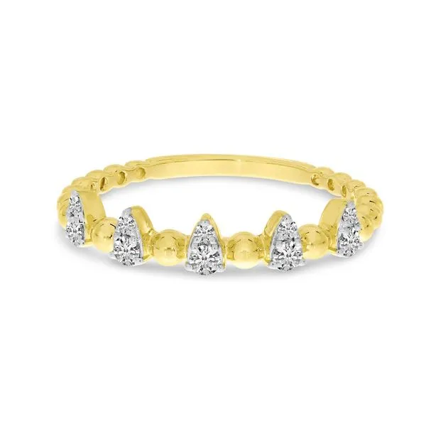 14K Yellow Gold Beaded Band Diamond Spike Ring Moseley Diamond Showcase Inc Lexington, SC