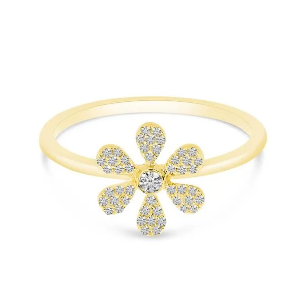 14K Yellow Gold Pave Diamond Flower Ring Jimmy Smith Jewelers Decatur, AL