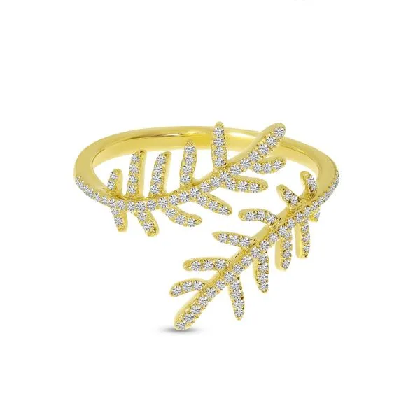 14K Yellow Gold Pave Diamond Flower Ring Ambassador Diamond Jewelers Tucson, AZ