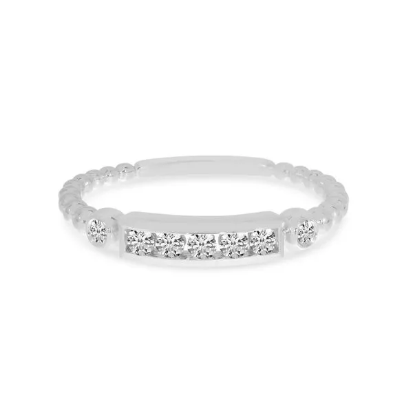 14K White Gold Beaded Diamond Row Ring J. Meredith Jewelers Delafield, WI