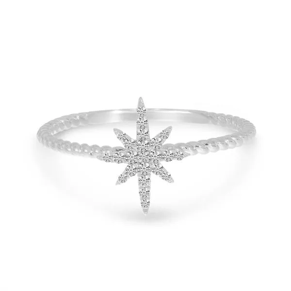 14K White Gold Starburst Twist Band Diamond Ring Ambassador Diamond Jewelers Tucson, AZ