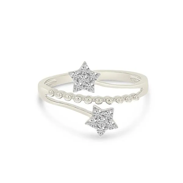 14K White Gold Double Diamond Star Beaded Ring Ambassador Diamond Jewelers Tucson, AZ