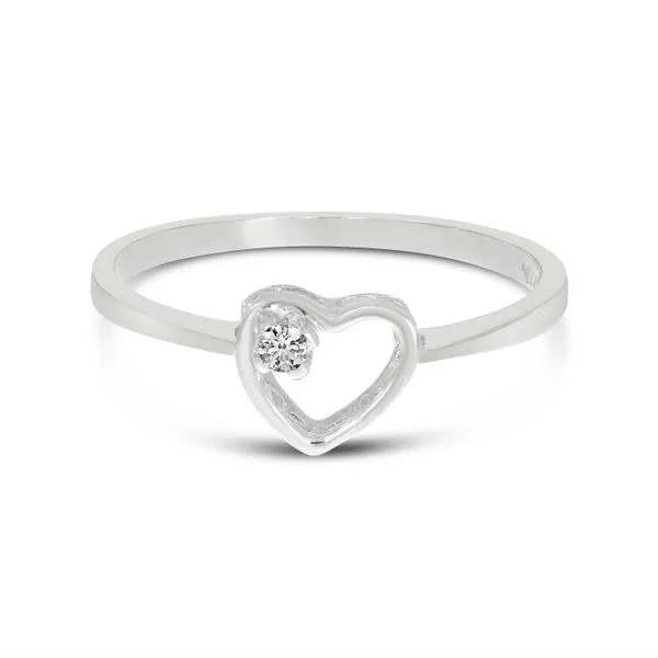 14K White Gold Petite Diamond Heart Ring Clater Jewelers Louisville, KY