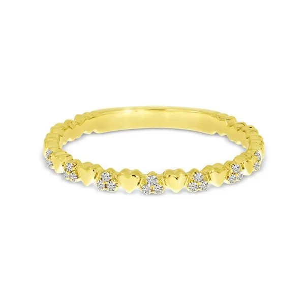 14K Yellow Gold Alternating Diamond Heart Stackable Ring Ambassador Diamond Jewelers Tucson, AZ