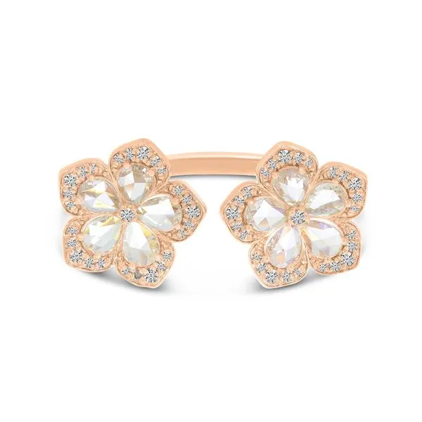 14K Rose Gold Rose Cut Diamond Floral Duo Ring Ambassador Diamond Jewelers Tucson, AZ