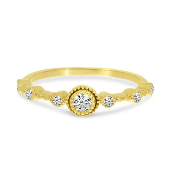 14K Yellow Gold Round Diamond Millgrain Ring Ambassador Diamond Jewelers Tucson, AZ