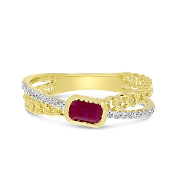 14K Yellow Gold Octagon Ruby and Diamond Ring Ambassador Diamond Jewelers Tucson, AZ
