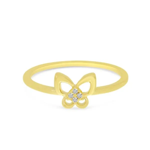 14K Yellow Gold Small Diamond Butterfly Ring Ambassador Diamond Jewelers Tucson, AZ