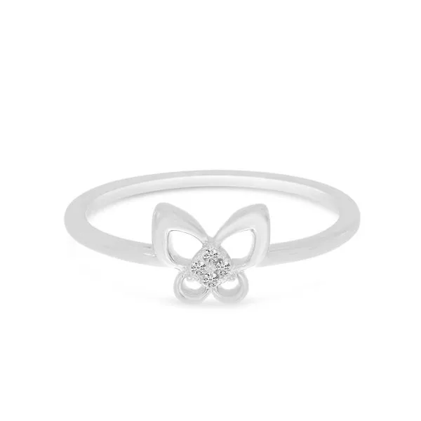 14K White Gold Small Diamond Butterfly Ring Ambassador Diamond Jewelers Tucson, AZ