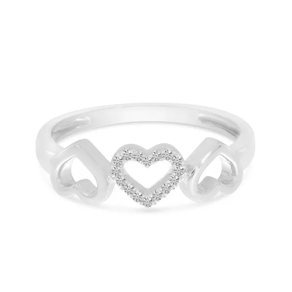 14K White Gold Diamond Triple Heart Ring Ambassador Diamond Jewelers Tucson, AZ