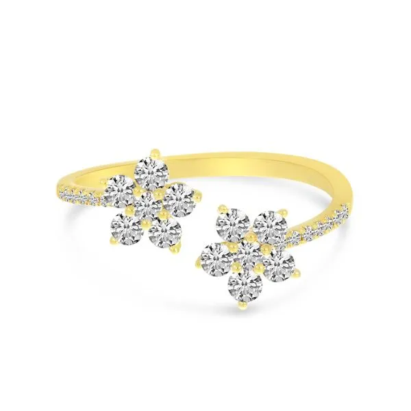 14K Yellow Gold  Diamond Double Flower Ring Ambassador Diamond Jewelers Tucson, AZ