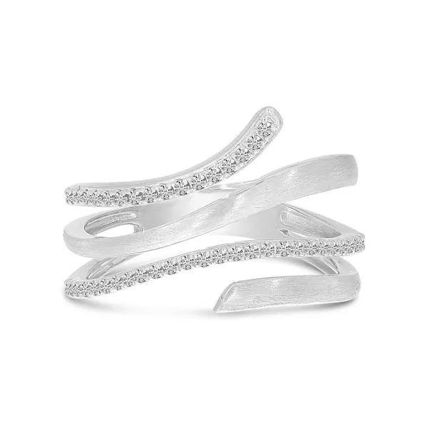 14K White Gold Diamond Brushed Stacked Ring J. Meredith Jewelers Delafield, WI